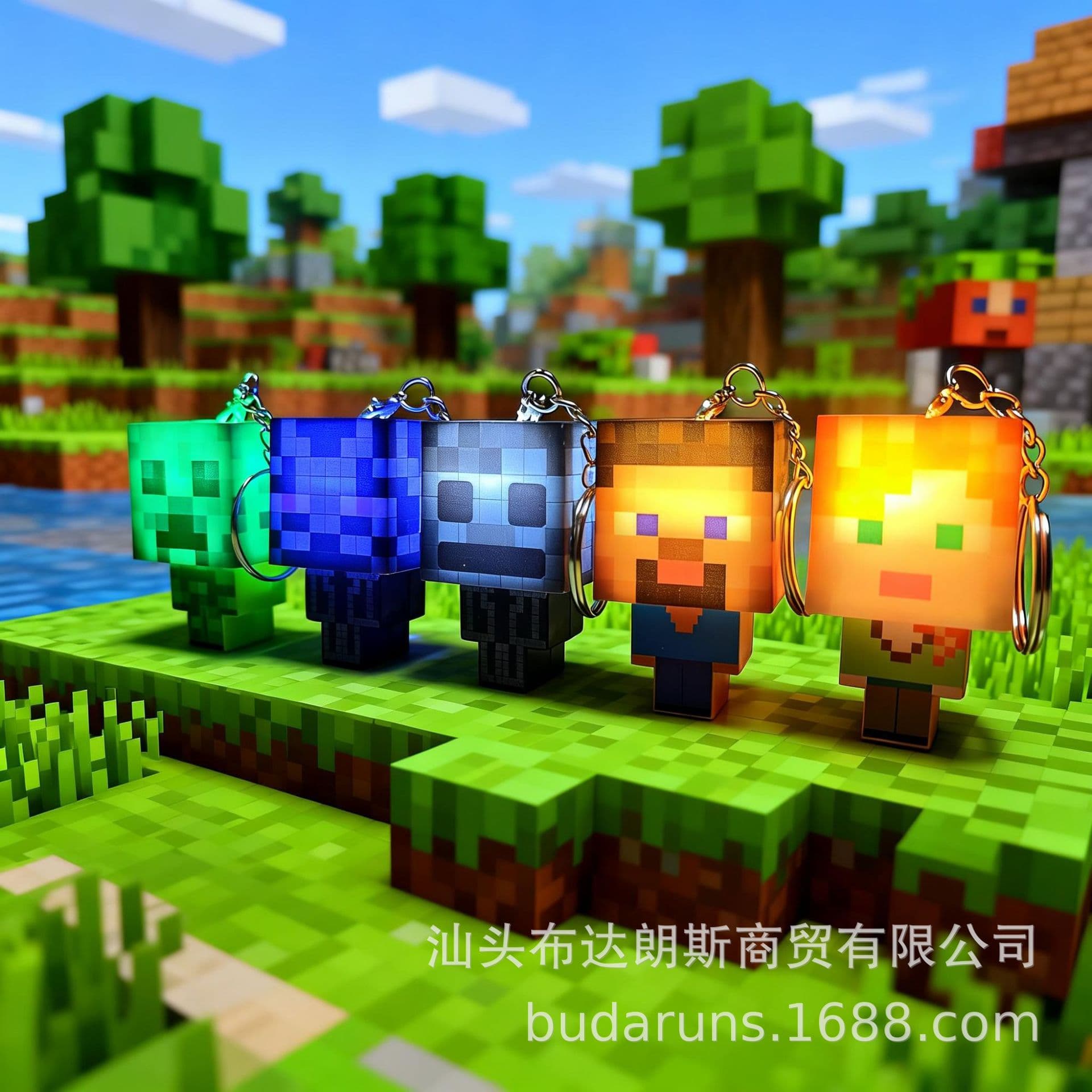 Minecraft luminous doll keychain, cartoon creative pendant, cross-border e-commerce supply