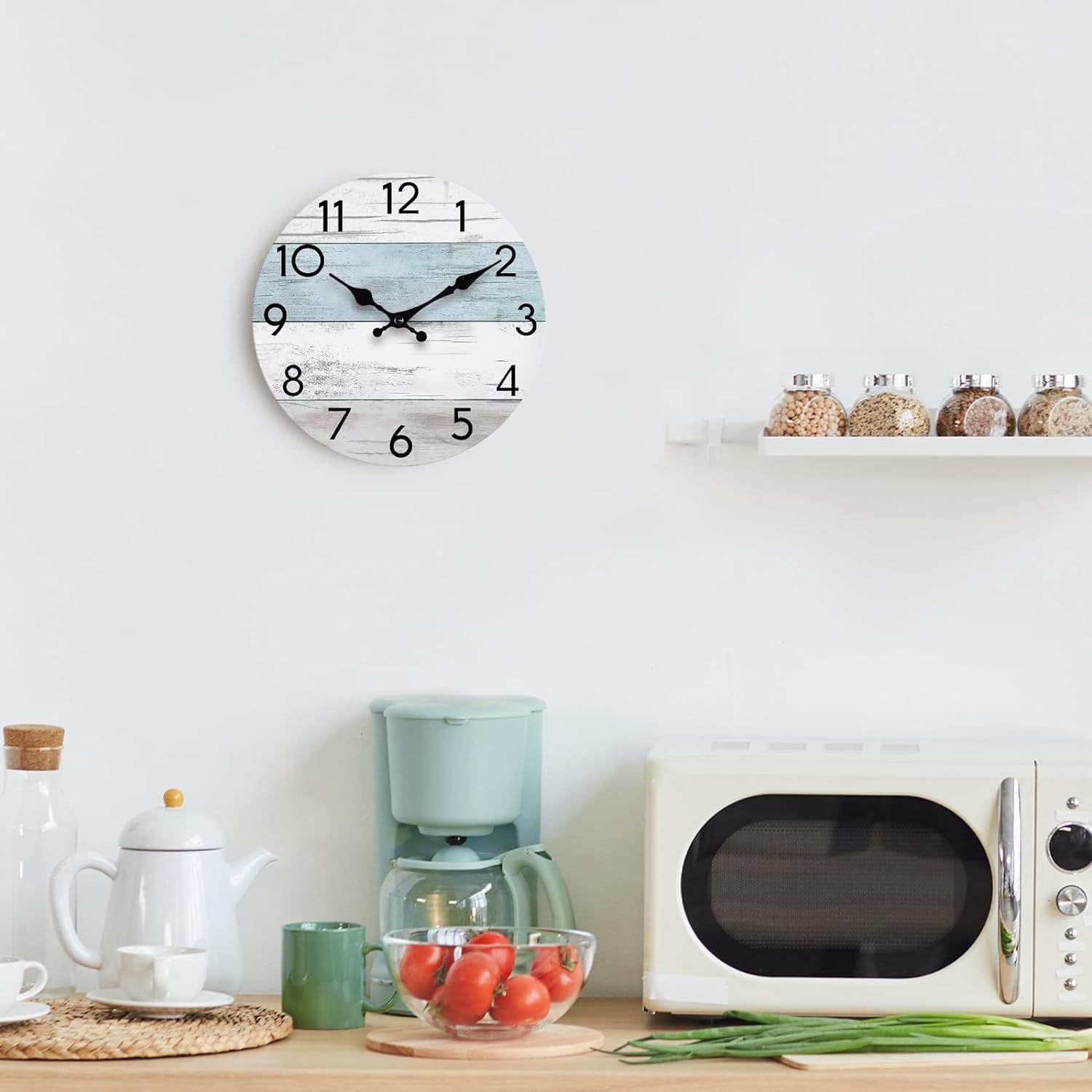 Simple Wood Grain Living Room Wall Clock Silent Round Clock Amazon Wall Clock Home Decorative Clock