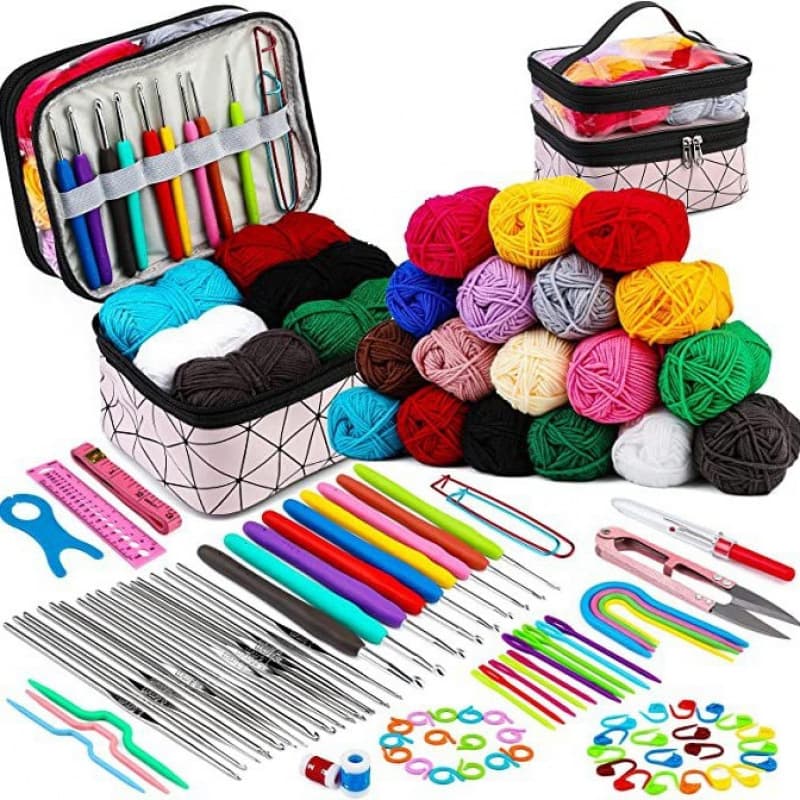 Amazon 105-piece crochet complete set of DIY hand knitting needles and threads including wool storage bag TPR hook