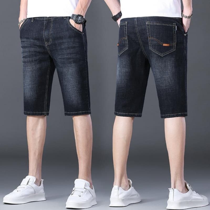 Summer Lightweight Stretch Denim Shorts for Men, Loose Fit, Plus Size, Big and Tall, Youth Five-Point Pants, Middle-Aged 5-Inch Shorts