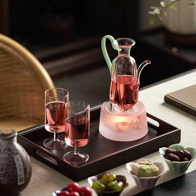 Glass Candle Warmer Wine Warmer, High-Silica Imitation Song Dynasty Wine Pot, Divider, Two-Ounce Liqueur Goblet, White Wine Tasting Cup
