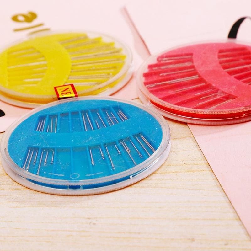 Round Needle and Thread Box Set for Home Use, Handmade Fabric Needle Box Set, Embroidery Needles, Sewing Needles, Various Types of Steel Needle Sets