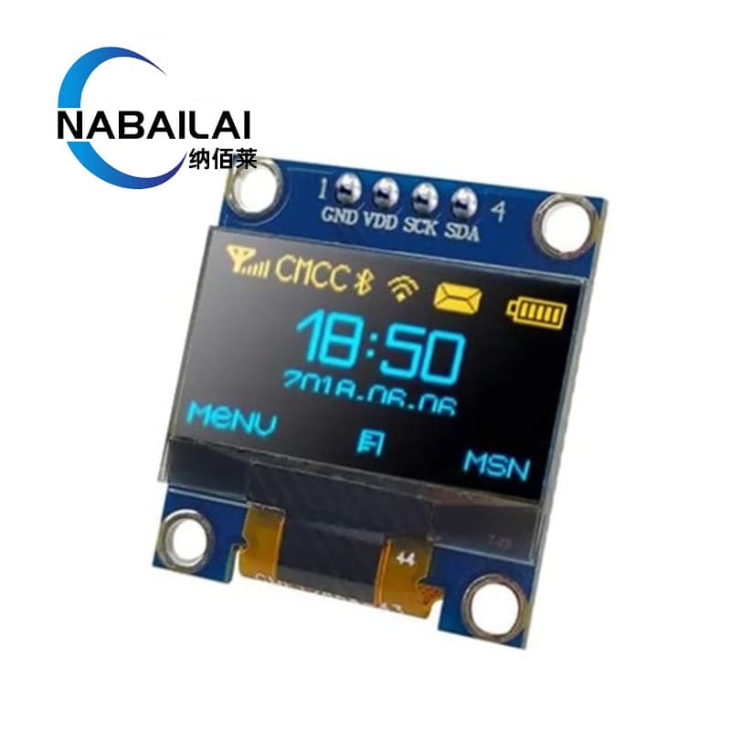 0.96-inch small OLED display module with blue, white, and yellow-blue dual-color IIC communication and 51 microcontroller.