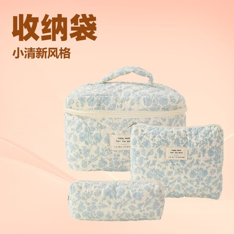 Large Capacity Portable Makeup Bag for Women Travel Handbag Cute Floral Print Cosmetic Brush Storage Organizer Set BMZFBAG