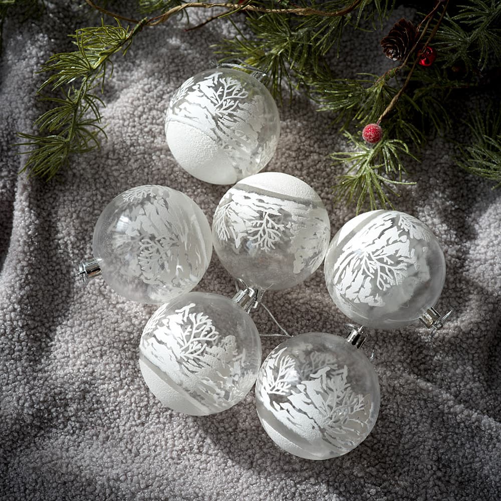 In-Stock Transparent Christmas Balls 6cm Boxed Painted Hanging Ornaments Holiday Decorations for Mall Display
