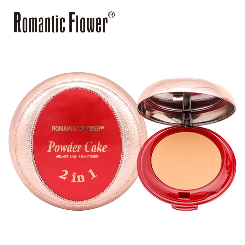 Cross-border Export Red Compact Powder Waterproof Full Coverage with Mirror and Puff Double-layer Pressed Powder Concealer Long-lasting