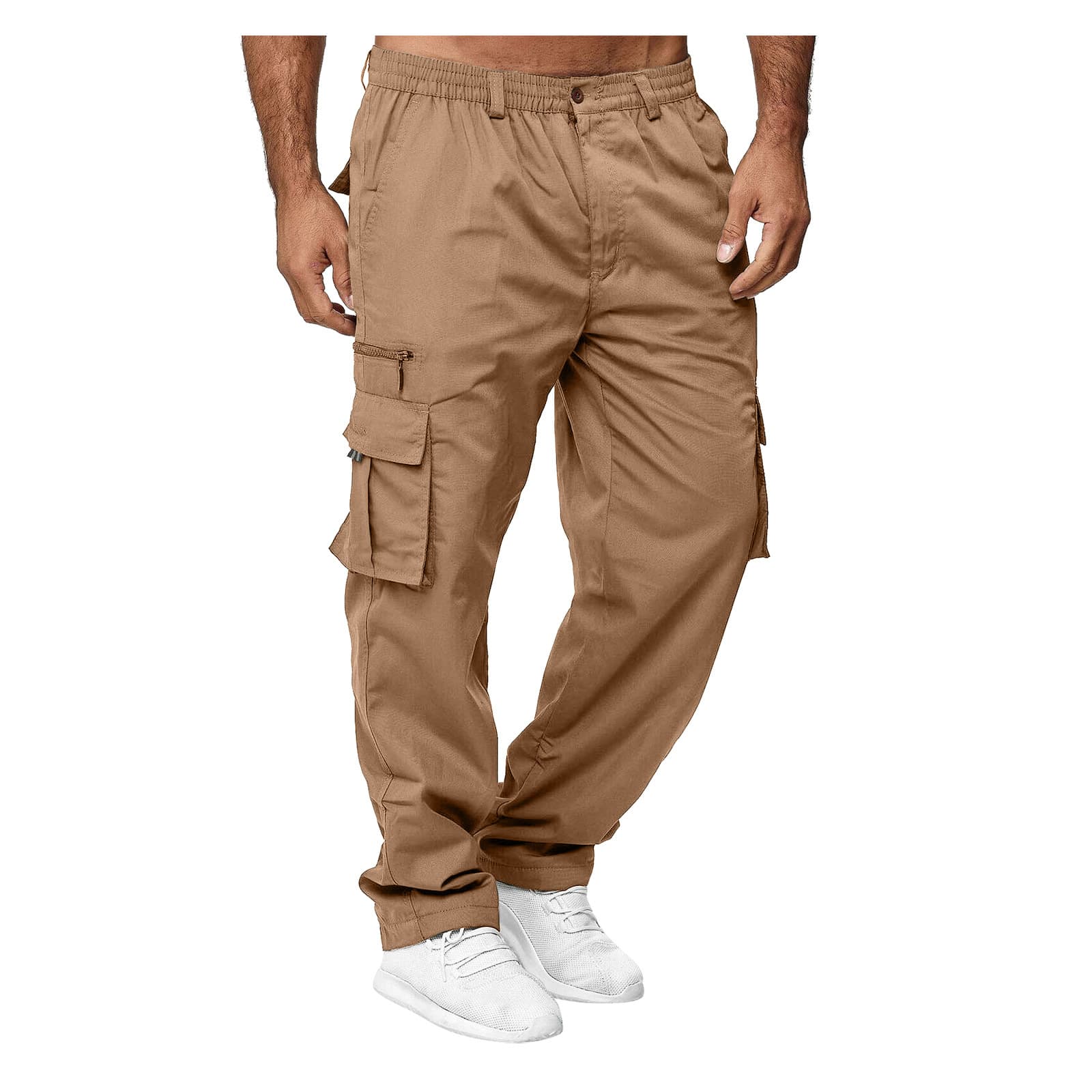 Men's eBay Casual Multi-Pocket Loose Straight-Leg Cargo Pants Outdoor Long Pants Fitness Pants