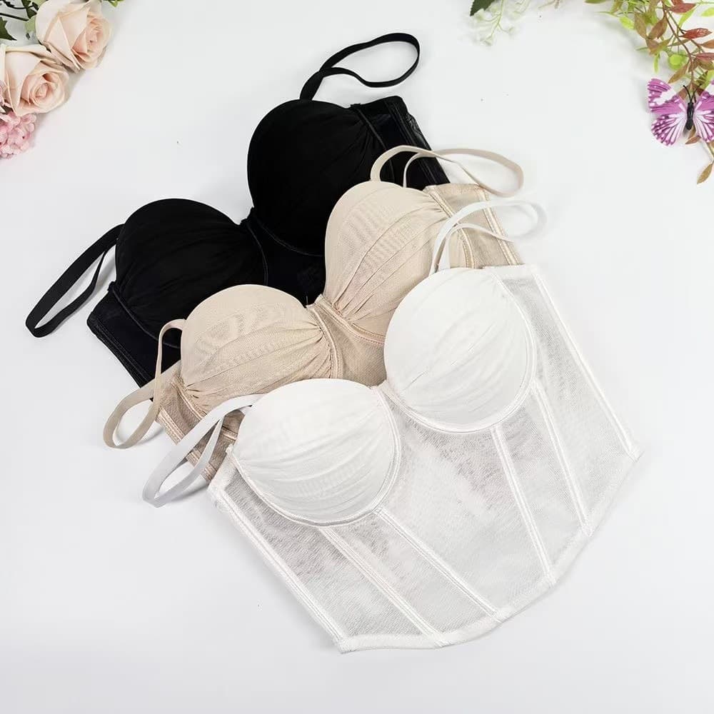 European and American Lightweight Mesh Breathable Camisole Corset, Outerwear, Layering, Sexy Design, Backless, Fishbone Corset