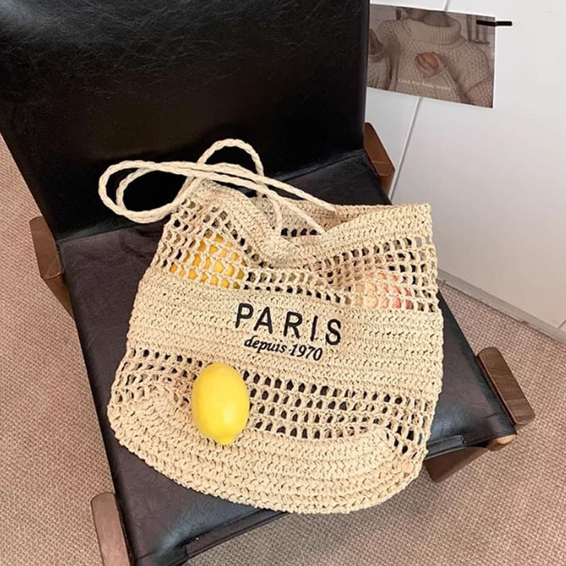 New Ins Style Hollow Bag Women Shoulder Bag Handbag Large Capacity Underarm Bag Holiday Travel Beach Bag