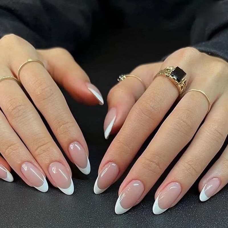 Foreign Trade Press-On Nails High-End Minimalist French White Tip Manicure Pure Desire Pink Translucent Press-On False Nail Stickers