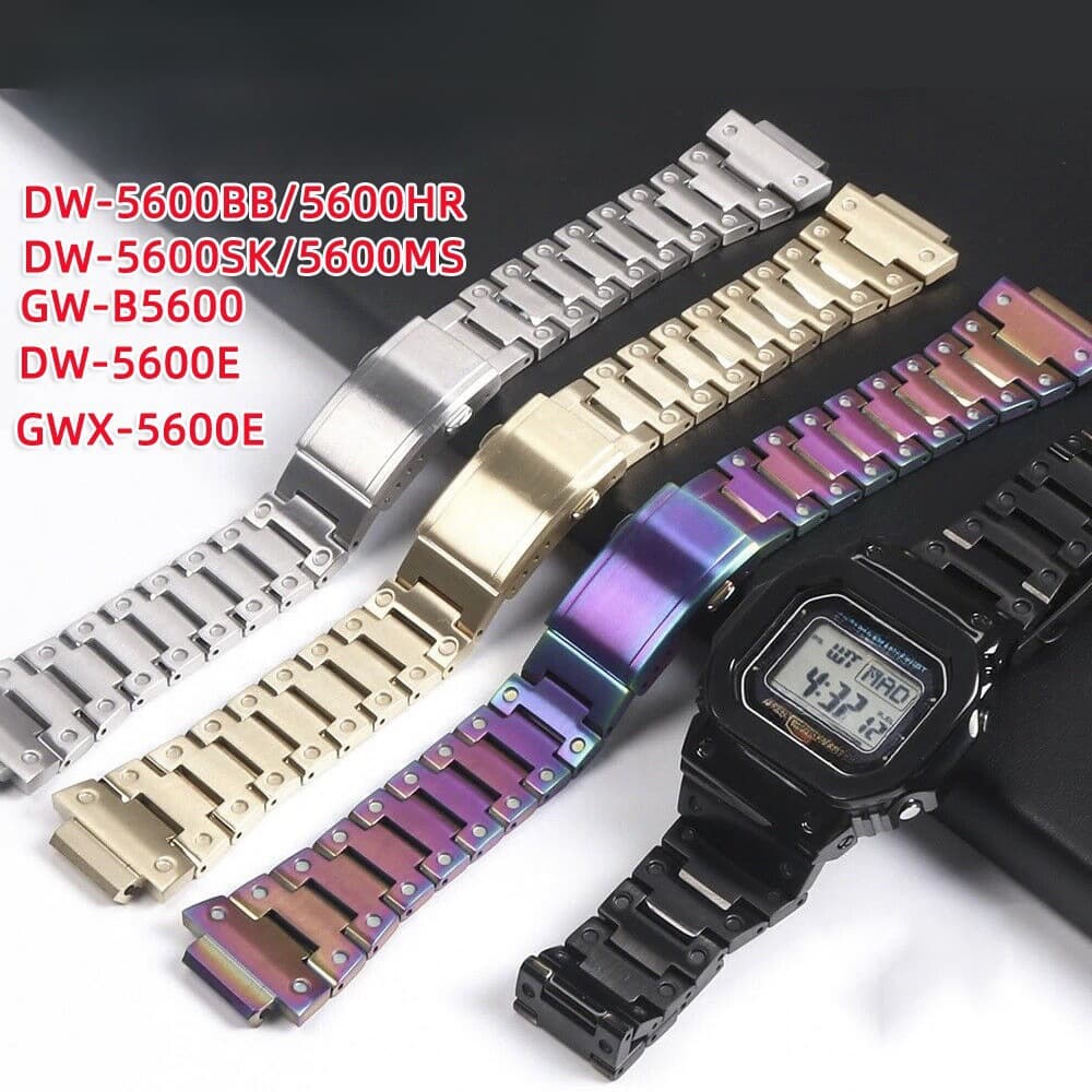 Stainless Steel Square Watch Case and Bracelet Fashion Modification Compatible with Casio DW5600 GW-M5610 Men's Watch Band