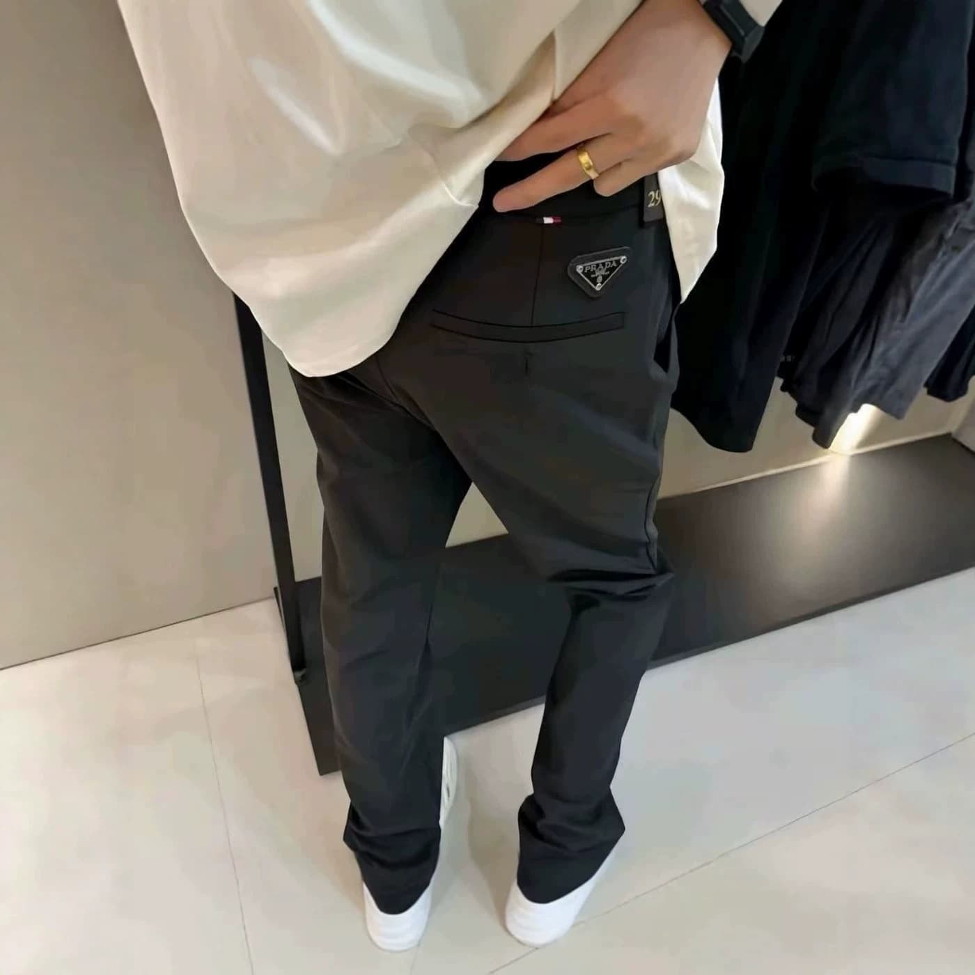 New Light Luxury Trendy Triangular Design Casual Slim-Fit Trousers, Fashionable Slim Straight Leg