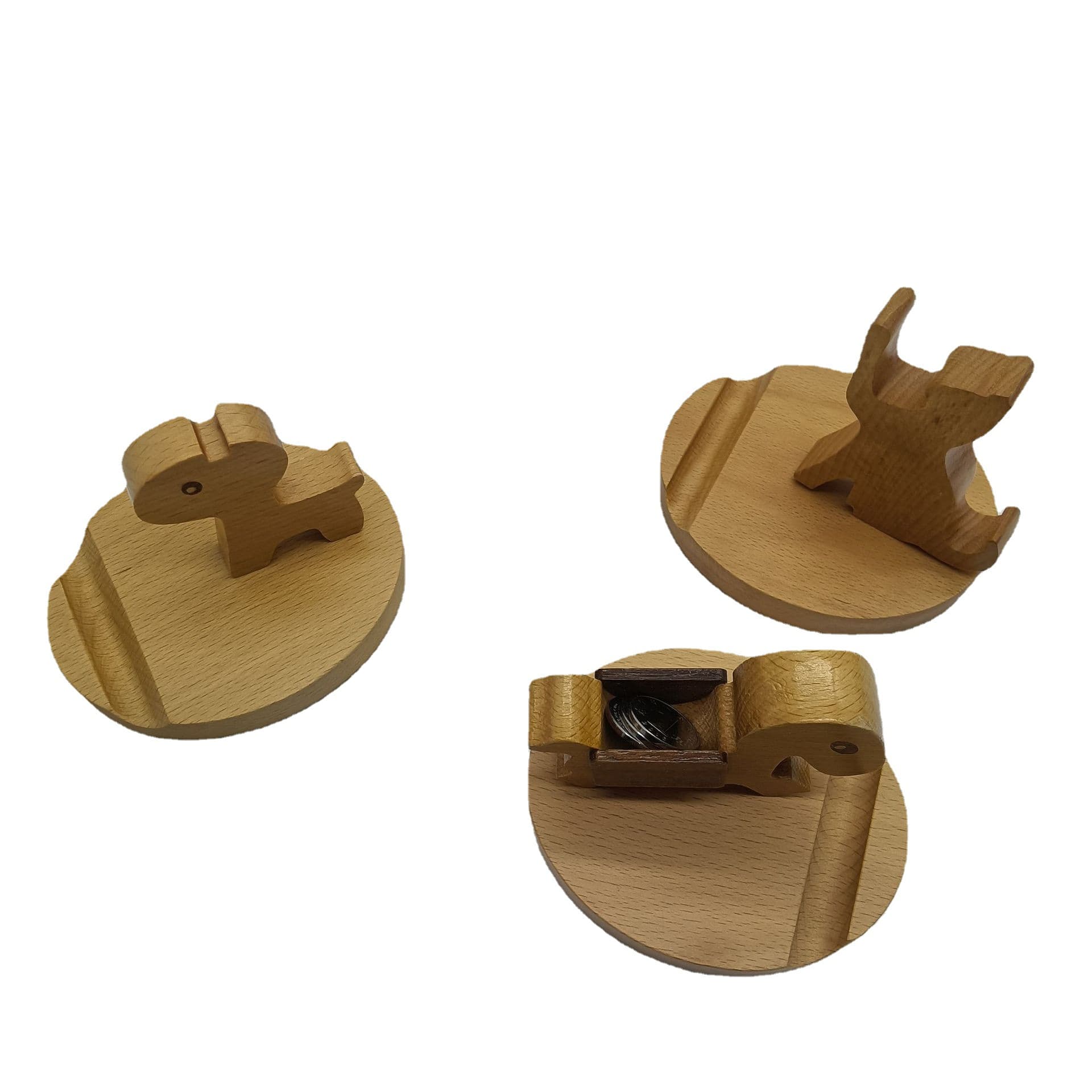 Beech creative desktop bedside mobile phone holder manufacturer direct supply cartoon cute creative lazy wooden mobile phone base