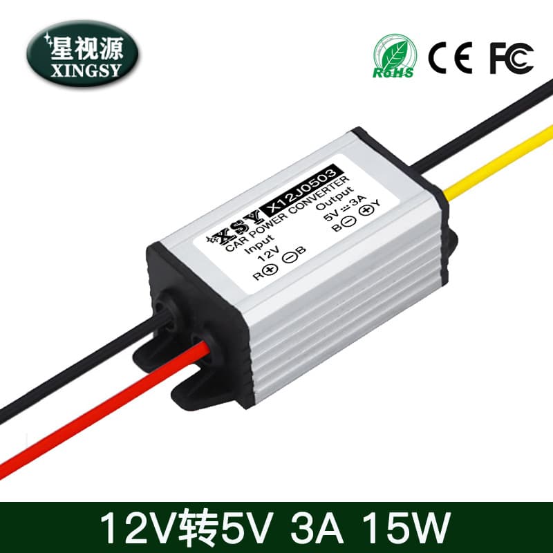 12V to 5V 3A 15W Car Power Converter DC-DC 12V to 5V Vehicle Modification Step-Down Power Module