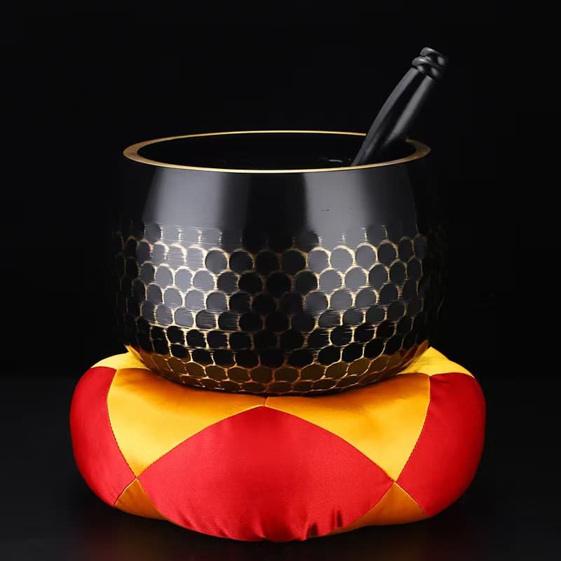 Buddhist Temple Copper Qing for Chanting, Black Copper Qing Buddhist Singing Bowl, Practice Bowl, Taoist Copper Qing for Striking, Handheld Wholesale