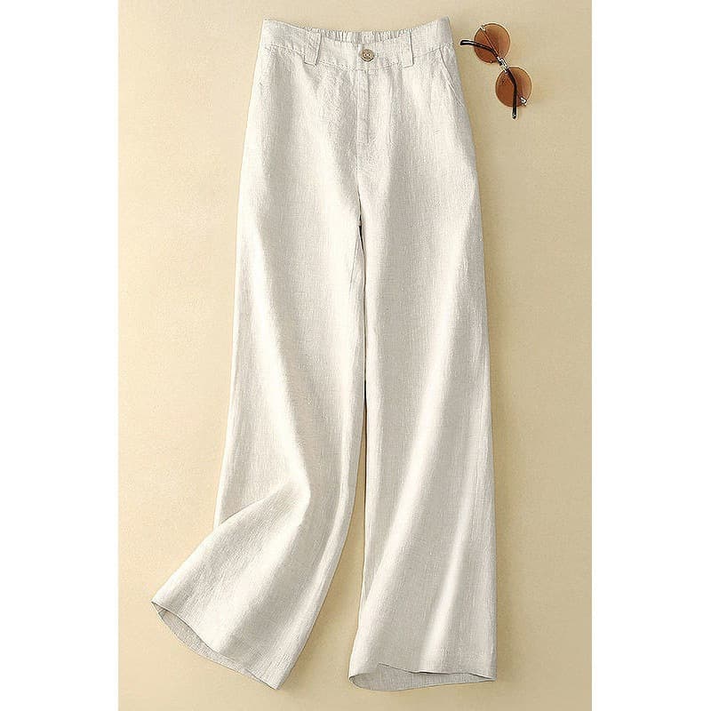 Cotton Linen Wide Leg Pants for Women Summer New Loose Linen Trousers Flowy High Waist Thin Casual Straight Long Pants