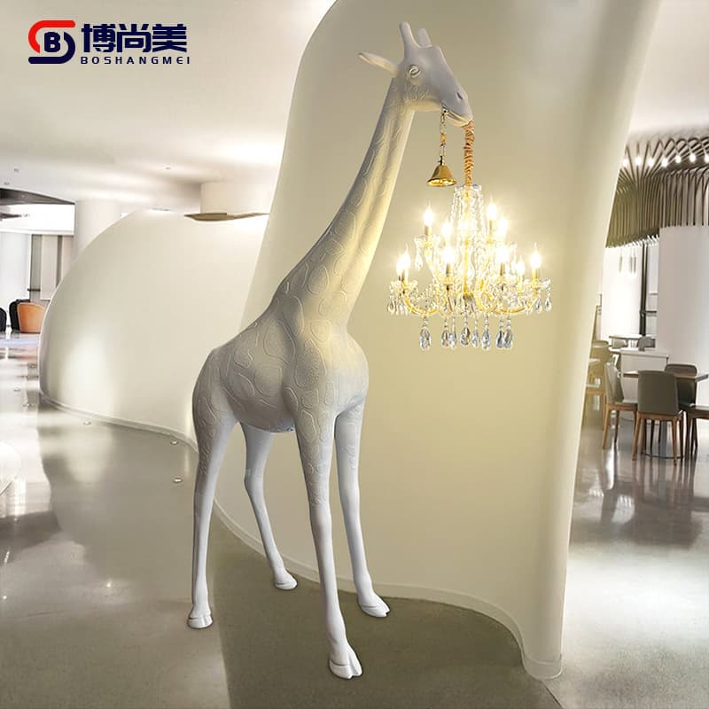 Large Giraffe Sculpture Chandelier Living Room Designer Creative Art FRP Ornament Crystal Floor Lamp Wholesale