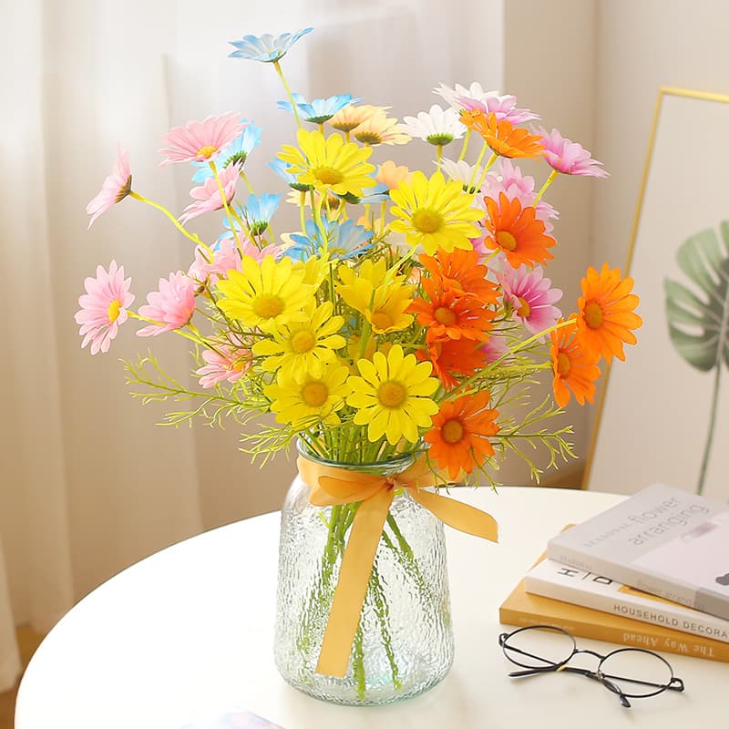 Simulated Daisy 5-Head Chamomile Dutch Chrysanthemum Cosmos Plastic Fake Flower Silk Flower Photography Props Decorative Ornaments