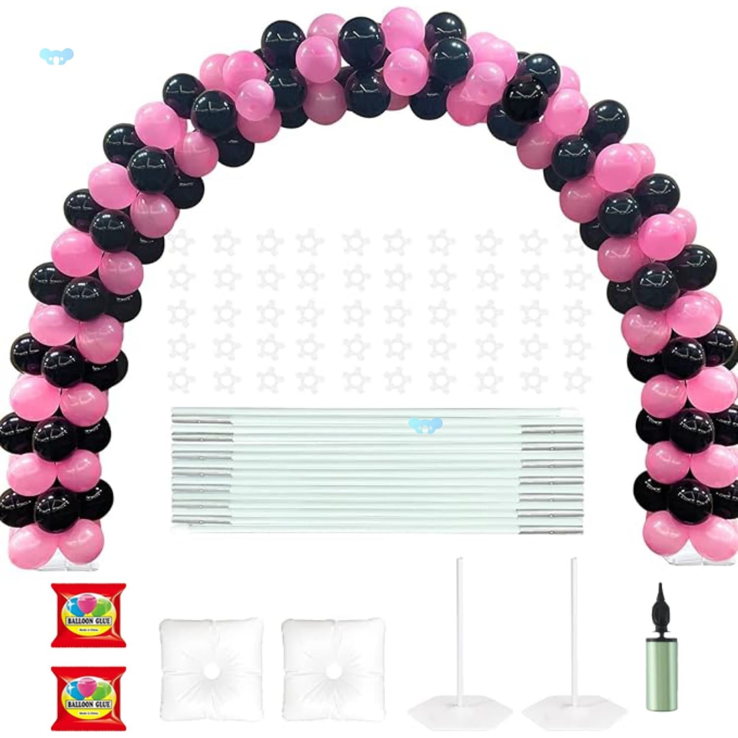 10ft Wide 9ft Tall Adjustable Balloon Arch Kit 50pcs
