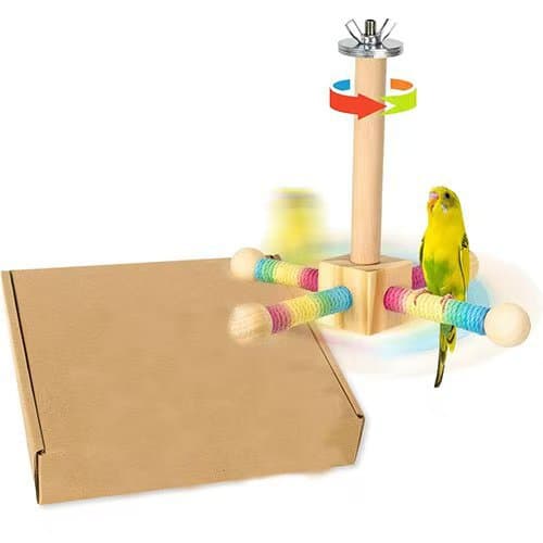 Cross-border Parrot Toy with Bearing Rotating Stand, Sisal Perch, Rotating Play and Puzzle Toy for Bird Cage, Wholesale