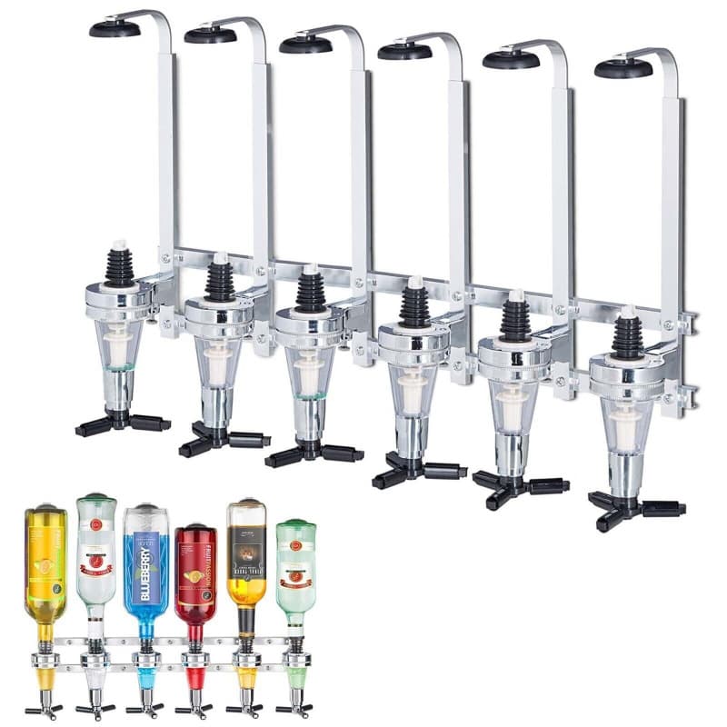 6-head Straight Row Wall-mounted Pouring Rack Wine Dispenser Measured Syrup Pourer Red Wine Shelf Bar Counter Rack