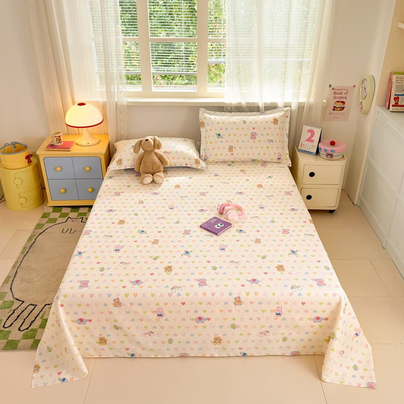 Spring and Summer New Cotton Fresh Print Bed Sheet Pure Cotton Printed Bedding Sheet Dirt-Proof Skin-Friendly Bed Sheet