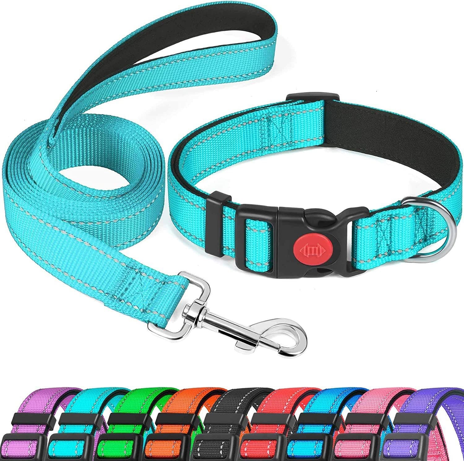 Pet Supplies Nylon Tactical Dog Collar Leash Adjustable Reflective Nylon Webbing Dog Collar Dog Leash Cross-Border