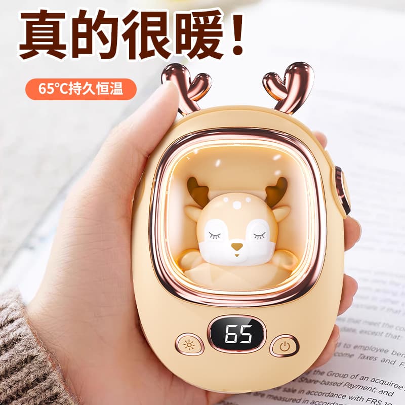 New Night Light Cartoon Hand Warmers, Cute Reindeer and Astronaut USB Rechargeable Warmers, Charging Hand Warm Gifts