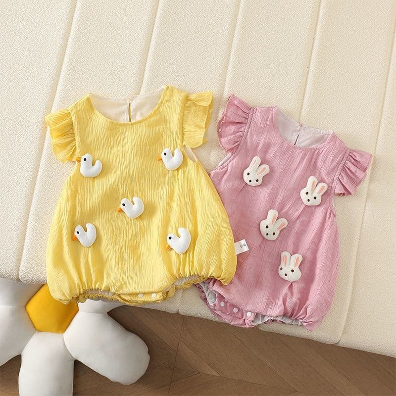 Baby Girl Summer Bodysuit Princess Style Newborn Cartoon Short Sleeve Romper