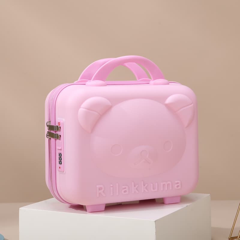 Bear Suitcase 14-inch Cartoon Luggage for Women, Bear Cosmetic Case, Cute Bear Suitcase