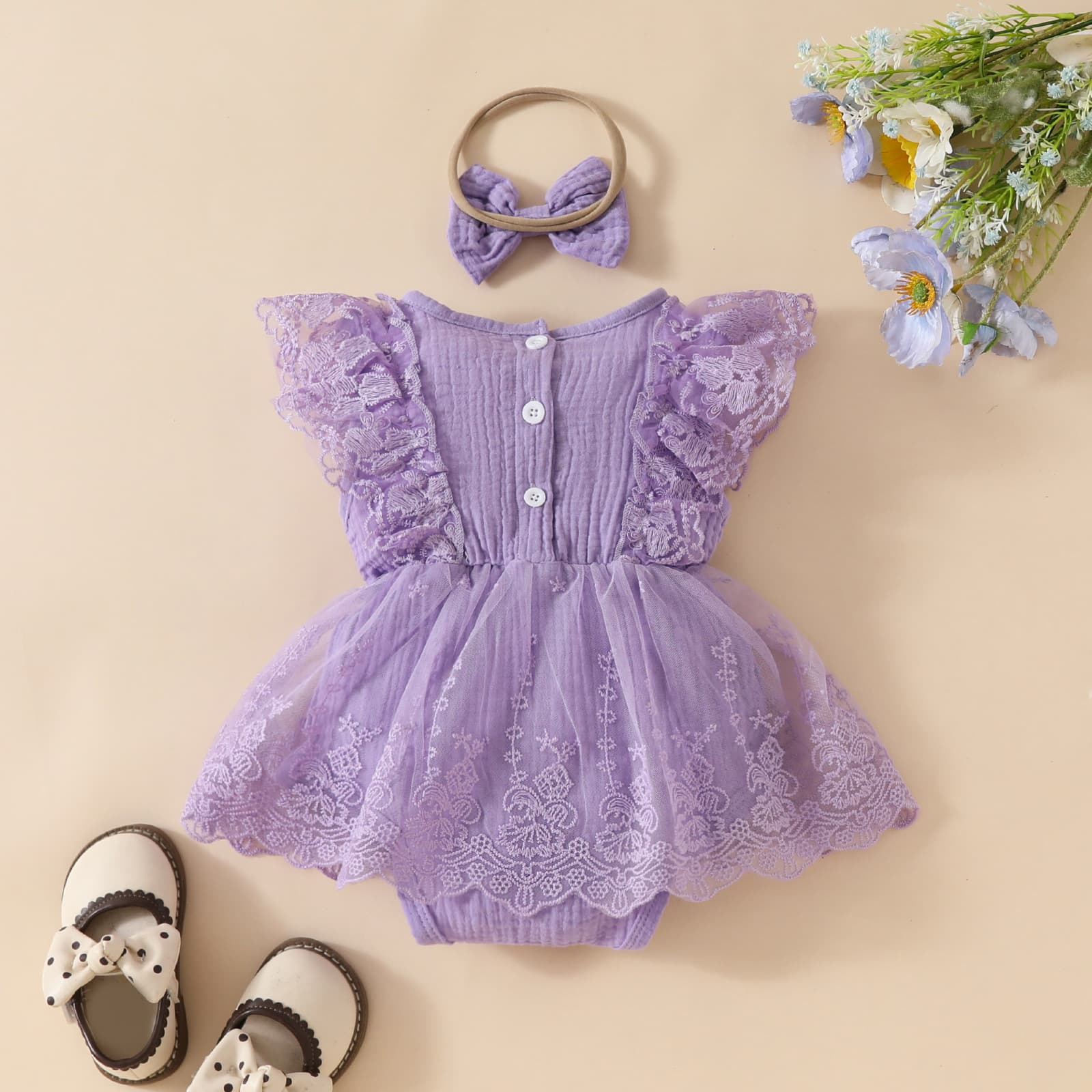 Amazon Baby Girl Cute Sleeveless Lace Triangle Bodysuit Mesh Skirt Newborn Floral Trim Flower Bodysuit Fashion
