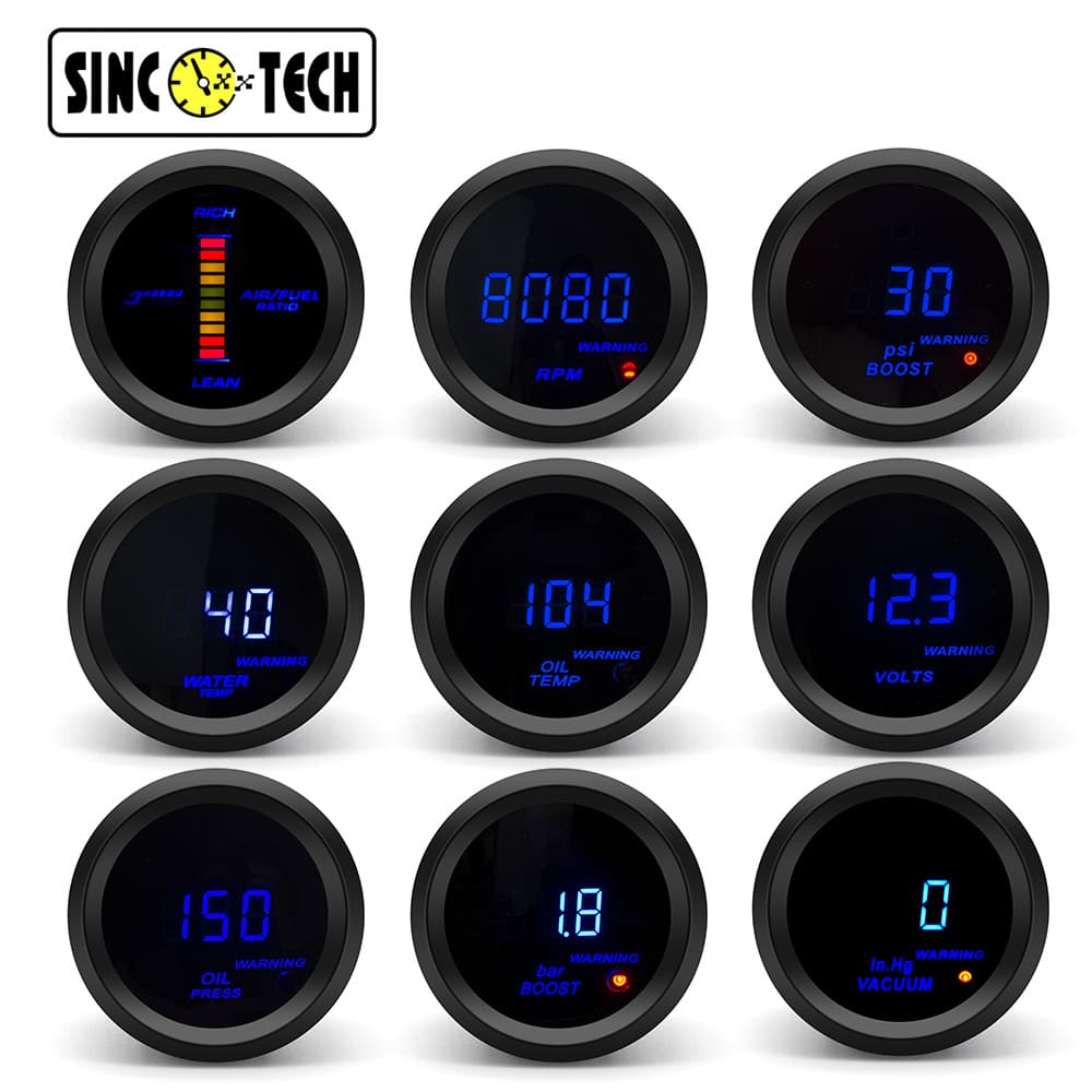 Car modification instrument digital display 52MM speed booster water temperature oil temperature oil pressure air-fuel ratio voltage meter 12V
