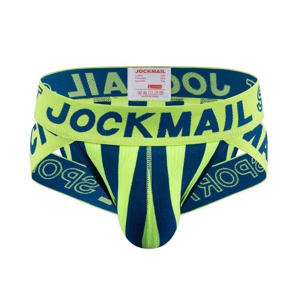 JOCKMAIL Men's Briefs Striped Triangle Underwear Cotton Breathable Sport Lifting Shapewear