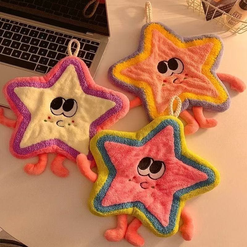 Cute Hand Towel Hanging Absorbent Thickened Bathroom Cartoon Handkerchief Towel Small Square Towel Kitchen Rag Quick Drying