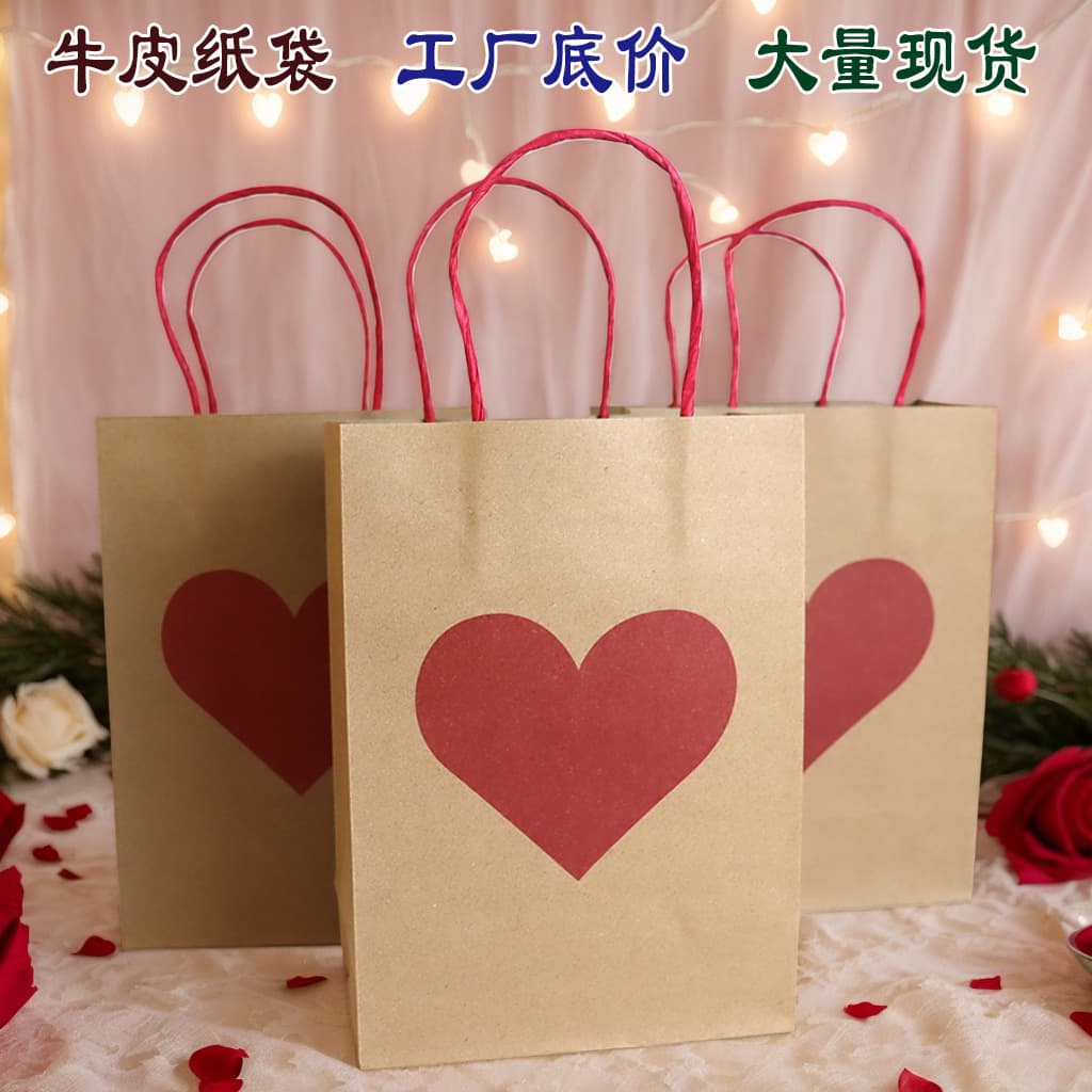 Valentine's Day Gift Bag Heart Decoration Tote Bag Gift Packaging Bag Present Bag Wedding Packaging Bag