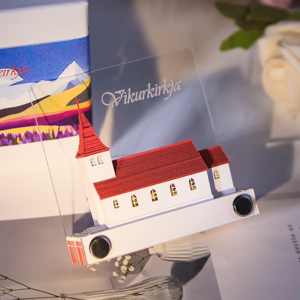 3D Art Creative Paper Carving Vik Church Sticky Note Building Model Desktop Ornament Tear-off 3D Notepad