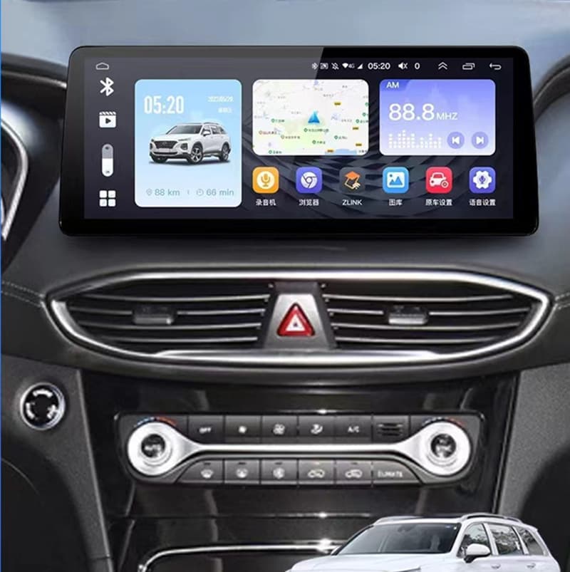 Compatible with Hyundai Santa Fe Tucson Kona Navigation 12.3-inch Android Large Screen Car GPS Navigation All-in-One