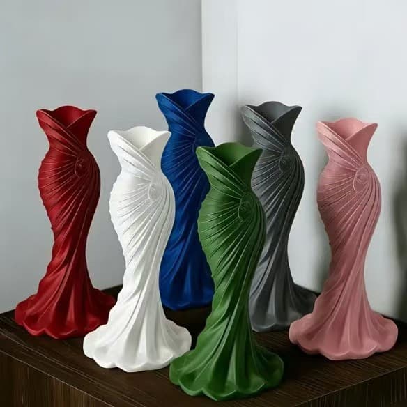 Cross-border New Hot 3D Printed Dress Vase Ornament Premium Craft Exquisite Modern Floral Art