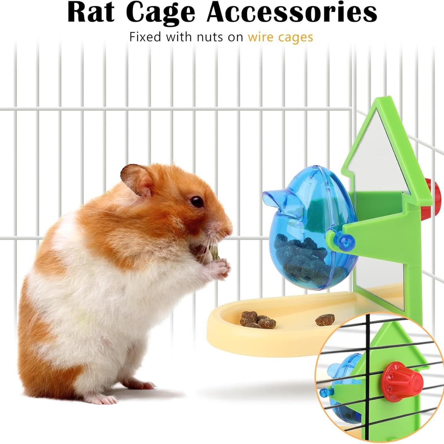 Hamster Foraging Toy Small Pet Cage House Shaped Landscape Toy with Mirror Feeder Custom