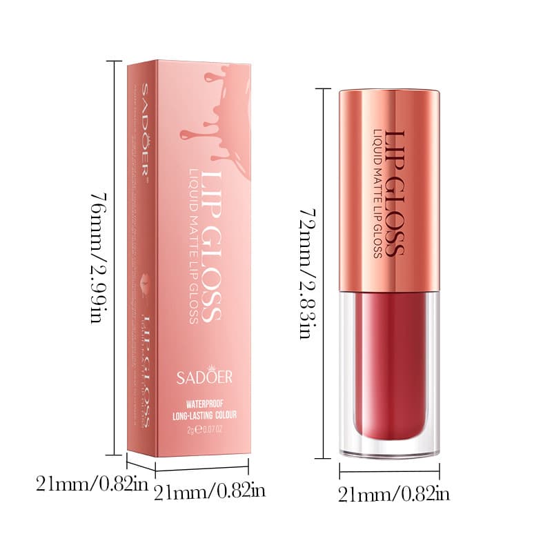 SADOER Matte Lip Gloss 12-Color Cherry Cheese Long-Lasting Waterproof Full English Cosmetics