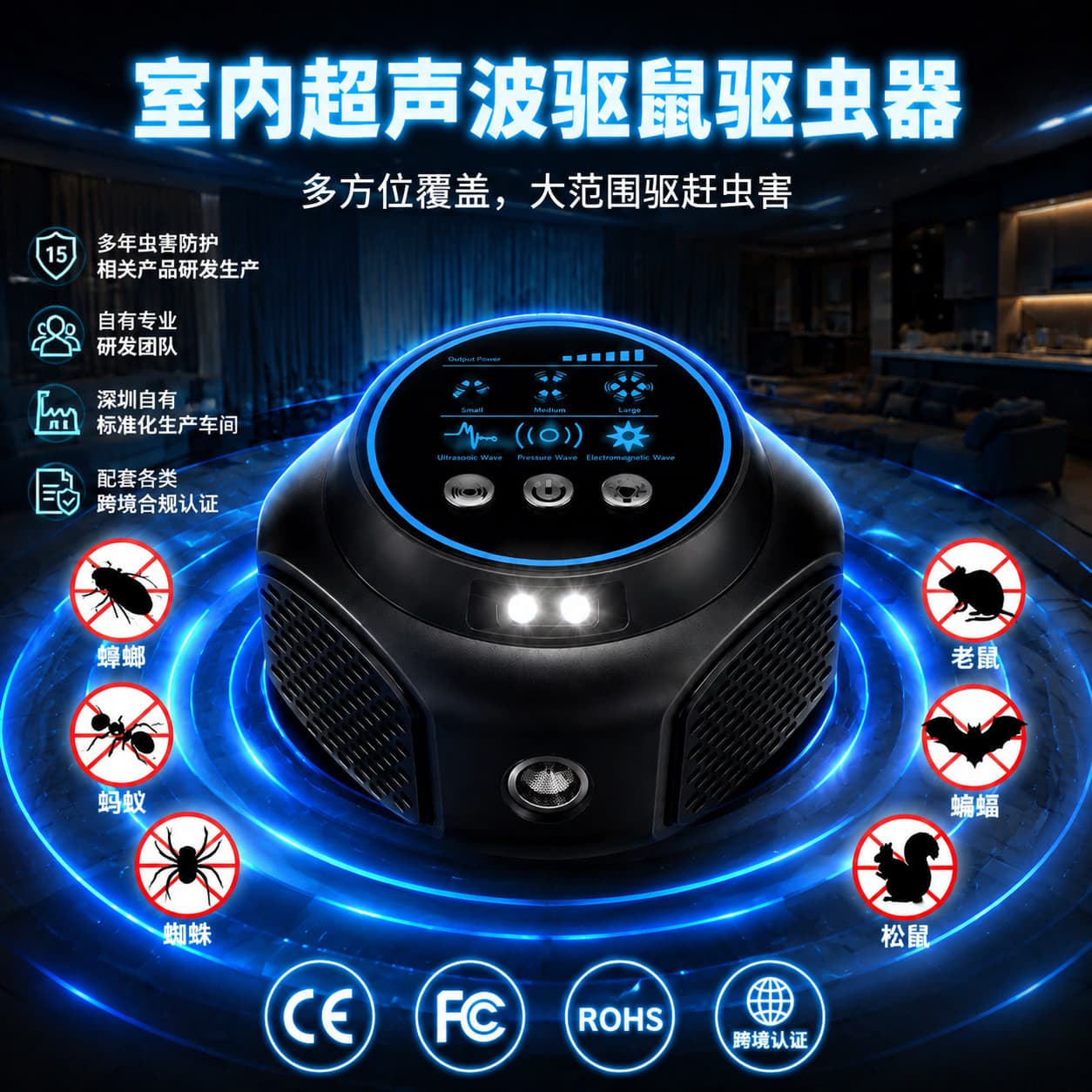 Hot Selling Upgraded Multi-Directional Ultrasonic Repeller, Mouse and Cockroach Repellent, Smart Indoor Pest and Rodent Repeller