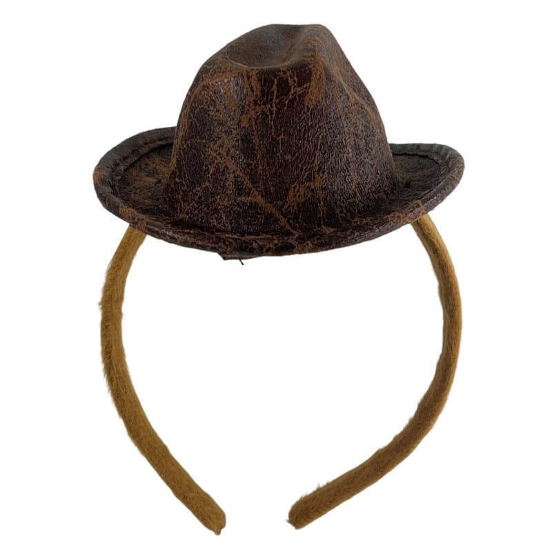 Holiday prom party decoration headband headband brown small cowboy hat headband western cowboy hat hair accessories pet