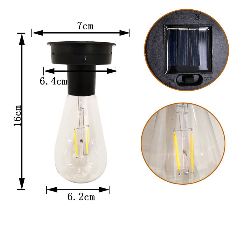 Outdoor solar tungsten filament lamp manufacturer direct supply solar integrated Edison bulb lamp large and small universal lamp holder
