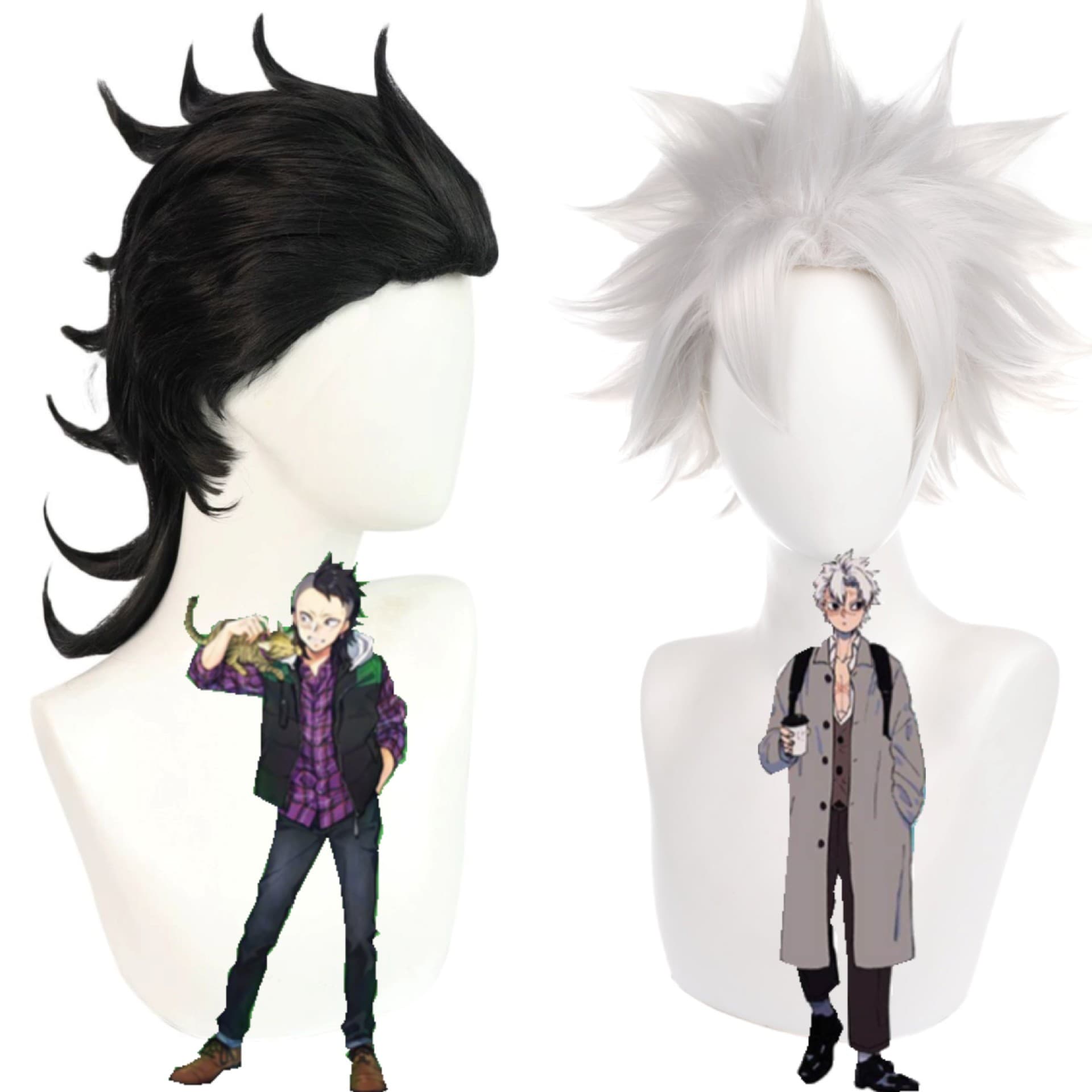 Silver Mohawk Cosplay Wig for Men Short Length High Temperature Silk Hair Universal Cosplay Costume Accessory Suitable for Any Skin Color And Face Type