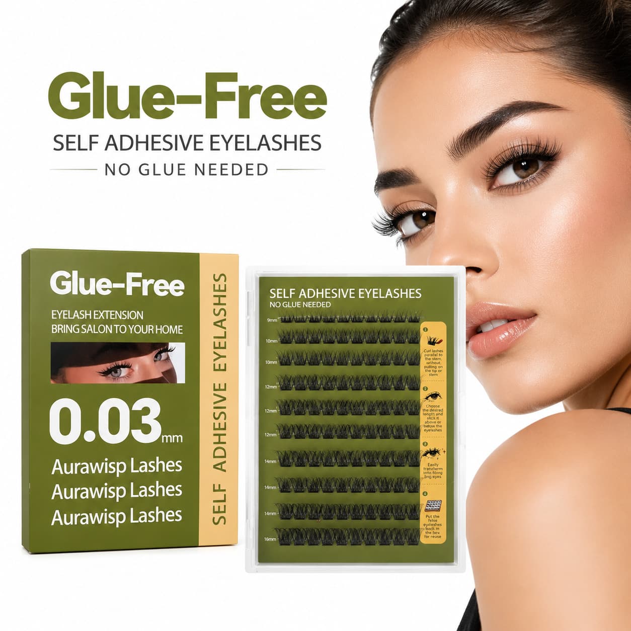 TIKTOK no-glue false eyelashes 10 rows DIY segmented, no glue, self-adhesive cross-border new hot sale
