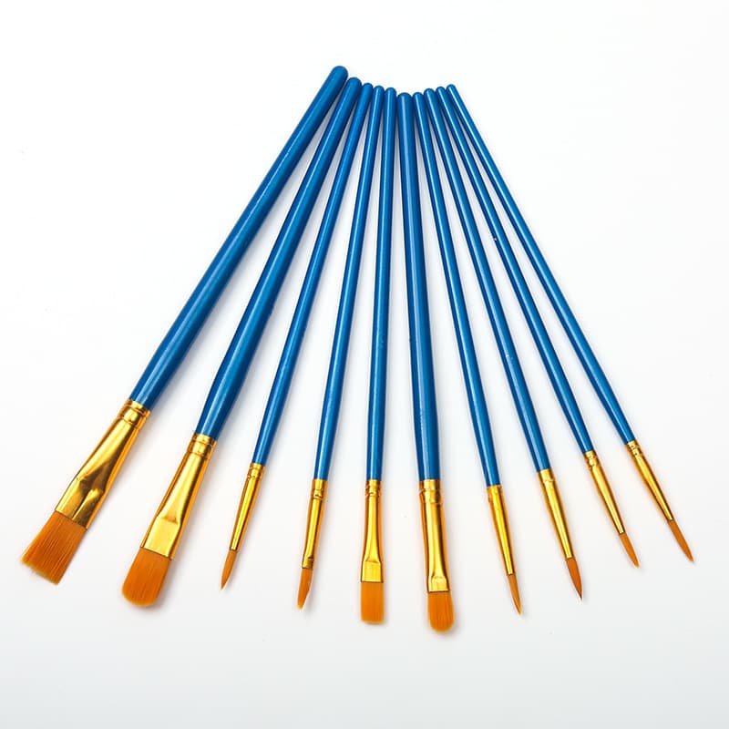 Cross-border Oil Paint Brush Set 10-Piece Oil Paint Brushes Gouache Watercolor Paint Brushes Nylon Gouache Acrylic Set Brushes Wholesale