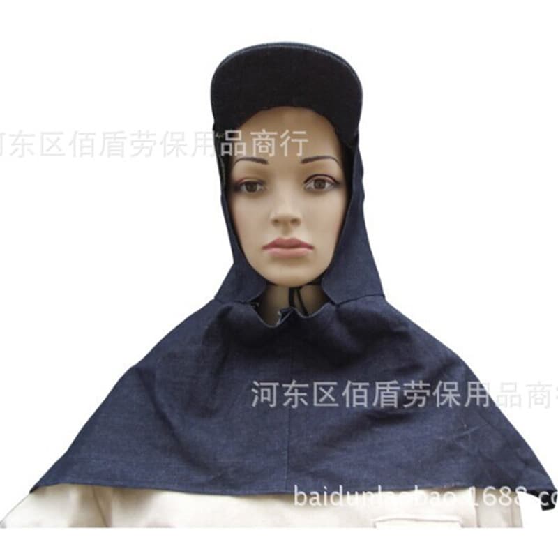 Denim Cape, Pullover Goggle Eye-Exposing Wind Hood, Handling Thickened Cement Plant Labor Protection Work Hat, Breathable and Dust Proof