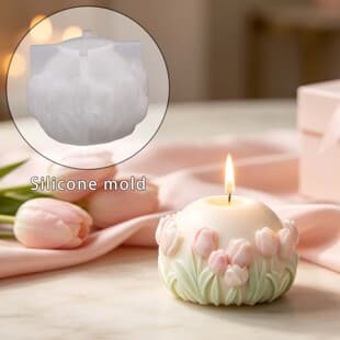 DIY Flower Candle Gypsum Resin Mold, Floral Relief Decoration Ornament Silicone Mold, Cross-border