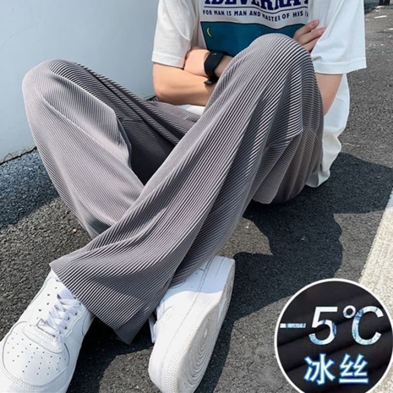 Ice Silk Pants Summer Sports Thin Loose Casual Trousers Trendy Versatile Long Pants Men's Bottoms