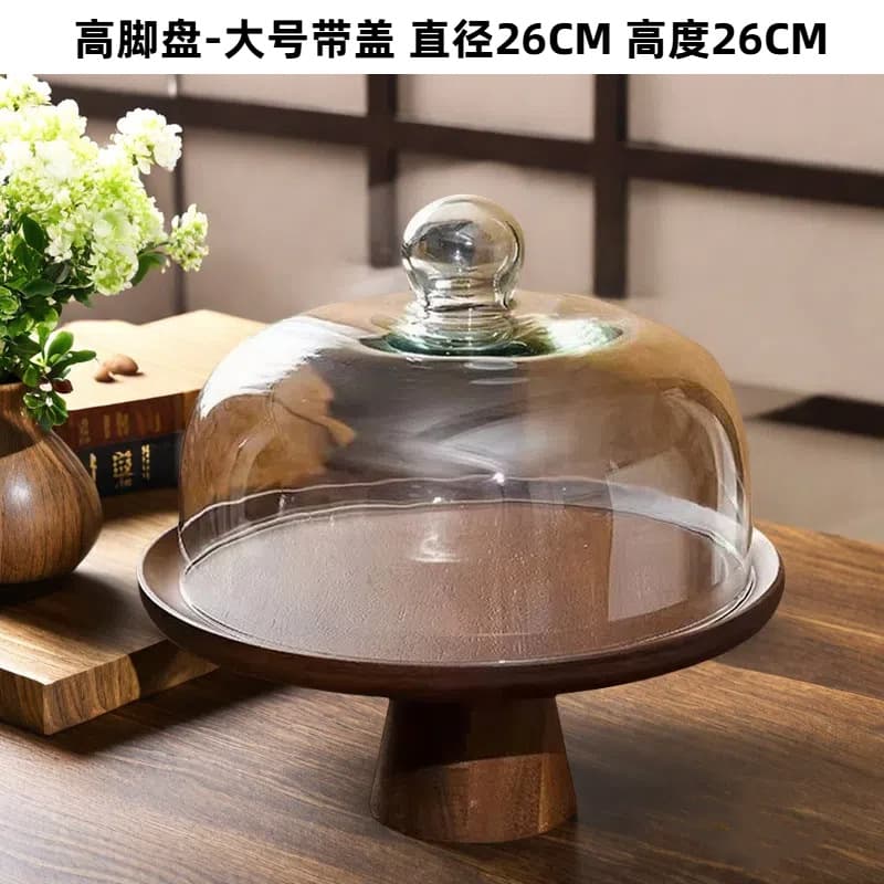 Japanese Acacia Wood Tall Cake Stand Wooden Tray Decorative Wedding Dessert Table Display Rack Home Fruit Snack Plate